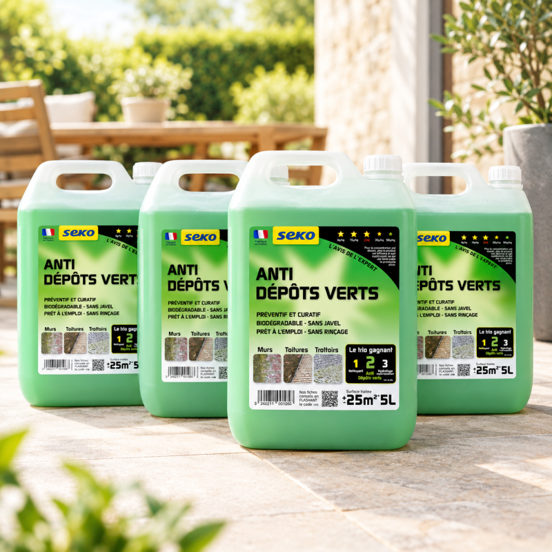 Lot de 4 bidons anti-dépôts verts 5L