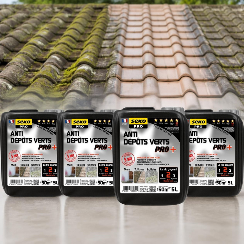 Lot 4 bidons Anti Dépôts Verts Pro+ 5L – Nettoyage puissant