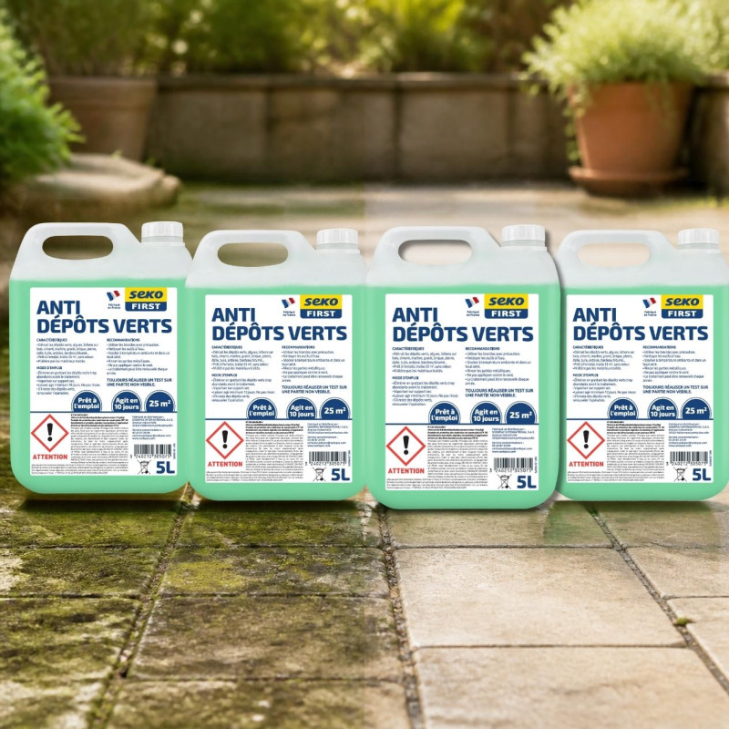 Lot de 4 bidons anti-dépôts verts 5L